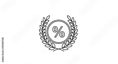 Laurel Wreath with Percentage Symbol - Award, Discount, Success, Achievement, Finance