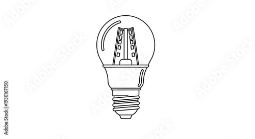 Led Light Bulb Outline Icon, Energy Saving Technology, Modern Illumination Concept
