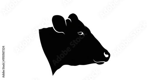 Black Cow Head Silhouette Profile.