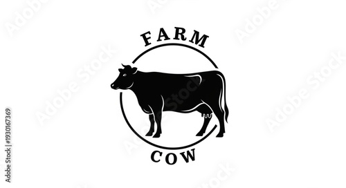 Black Cow Silhouette Farm Animal.