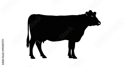 Black Cow Silhouette Profile View.