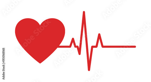 Red Heartbeat EKG Line Icon Graphic