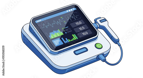 Modern Portable Medical Diagnostic Device with Digital Interface, Handheld Probe for Health Monitoring, and Real-time Data Visualization in Healthcare Technology