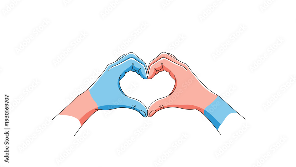 custom made wallpaper toronto digitalTwo hands painted in blue and pink come together to form a heart shape symbolizing love unity and partnership between people.