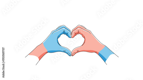Wallpaper Mural Two hands painted in blue and pink come together to form a heart shape symbolizing love unity and partnership between people. Torontodigital.ca
