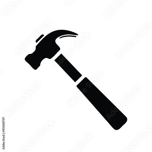 Black silhouette of a claw hammer on a white background