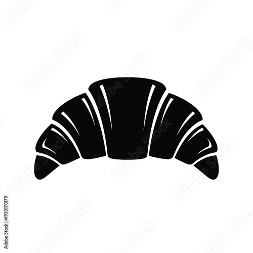 Black silhouette of a croissant pastry bread baked goods