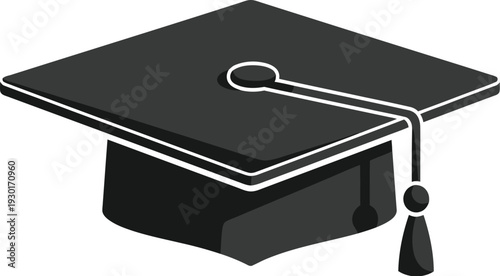 Classic black academic graduation cap with a prominent tassel, symbolizing educational achievement, commencement ceremonies, and scholarly success.