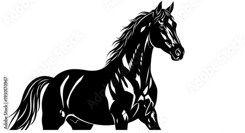 Black Horse Silhouette Running Free.