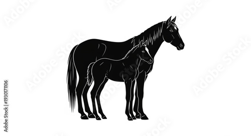Black Horse Silhouette Standing Profile.