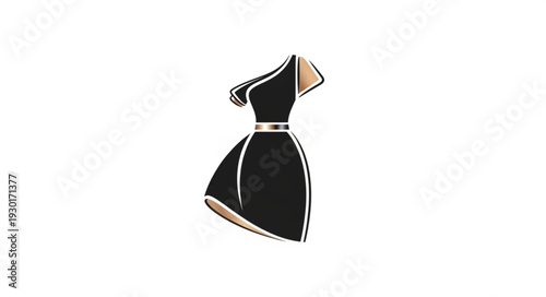 Black Formal Dress Icon Illustration.