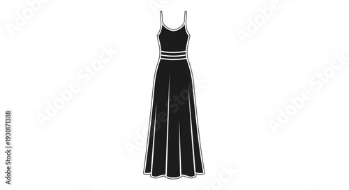 Black Formal Dress with White Accent.