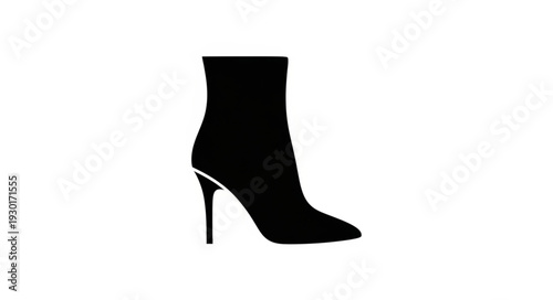 Black High Heeled Ankle Boot.