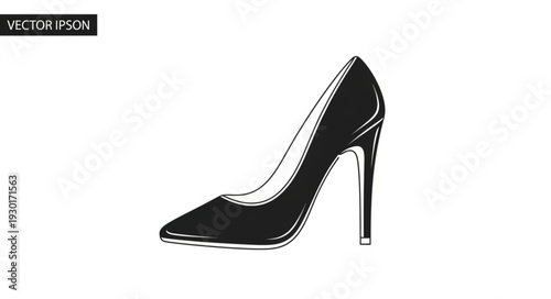 Black High Heel Shoe Illustration.