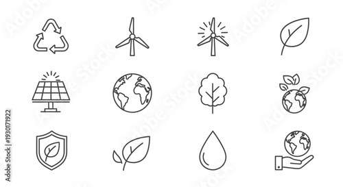 Eco Friendly Icons Set for Sustainability.