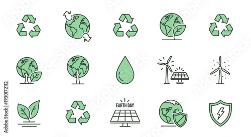 Sustainable Environment Icons for Eco Friendly Living.