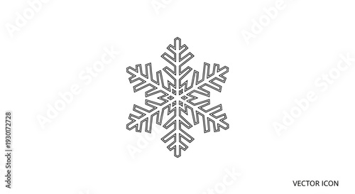 Geometric Snowflake Icon Vector Illustration - Winter Symbol