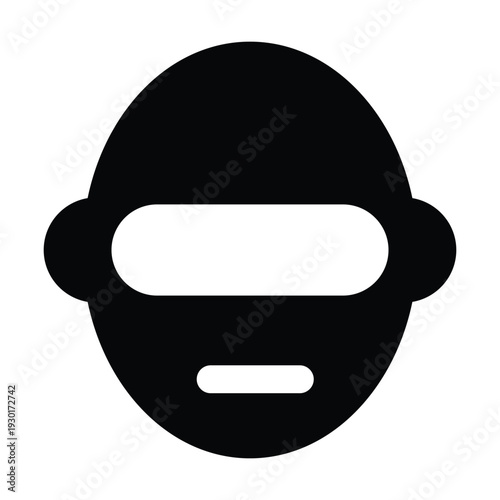 ech Bot Head Icon — Minimal Solid Black Robot Face Mascot
