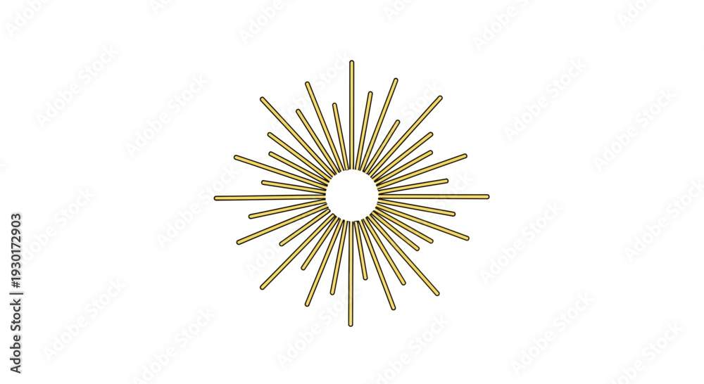 Obraz premium Golden Sunburst Wall Art - Radiant Starburst Decoration, Modern Abstract Design