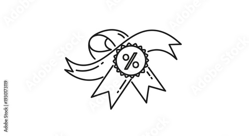 Discount Ribbon with Percentage Symbol, Sale Offer, Special Promotion, Marketing Icon