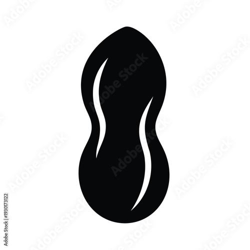 Black Silhouette Of A Peanut On White Background legume