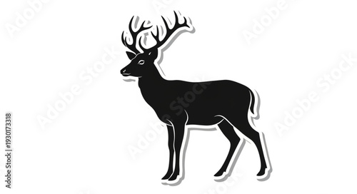 Black Silhouette Deer Antlers Stag.