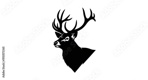 Black Silhouette Deer Head Antlers.
