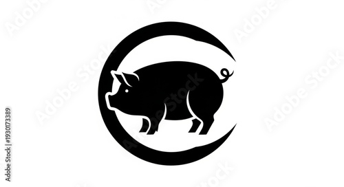 Black Pig Silhouette Logo Design.