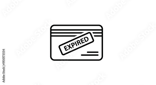 Expired Credit Card Icon, Financial Problem, Debt, Bank Card with Expired Stamp