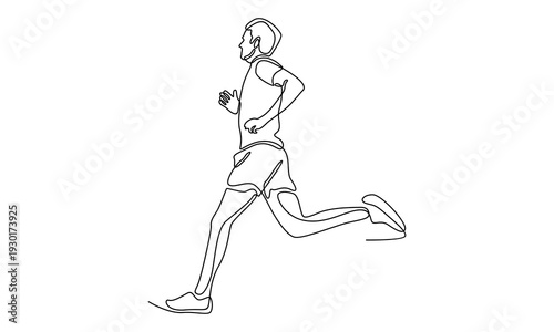 continuous line of man athlete runner focus sprint run
