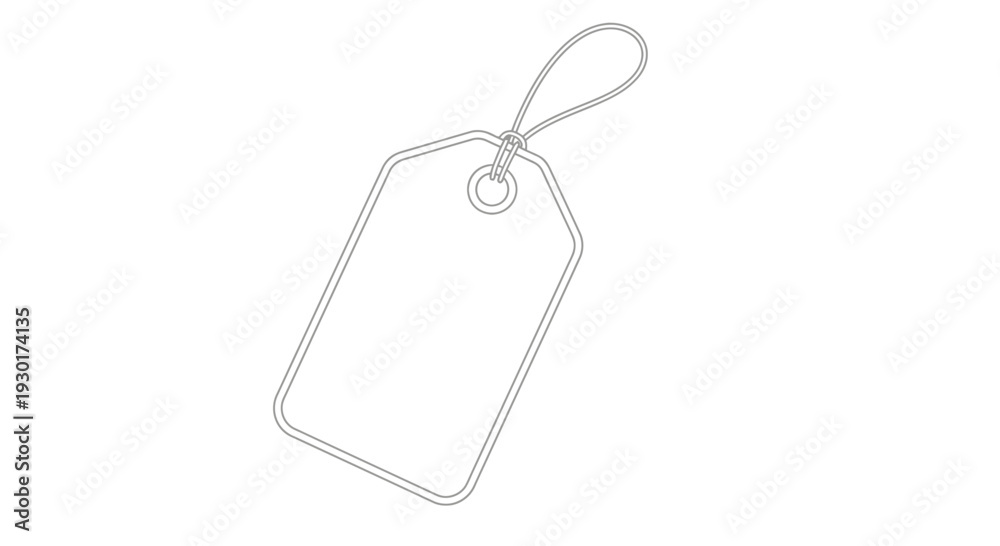 Fototapeta premium Blank Price Tag Hanging with String, Retail Label Mockup, Isolated on White Background