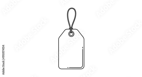 Blank Price Tag Icon with String, Empty Label for Sale, Marketing, and Retail