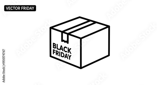 Black Friday Sale Shipping Box Icon - Vector Illustration