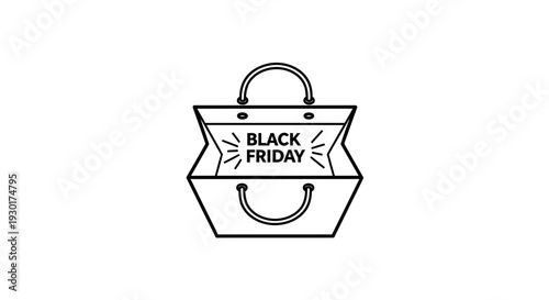 Black Friday Shopping Bag Icon - Sale and Discount Concept