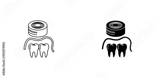 Dental floss and tooth care illustration for oral hygiene and healthy teeth concept vector