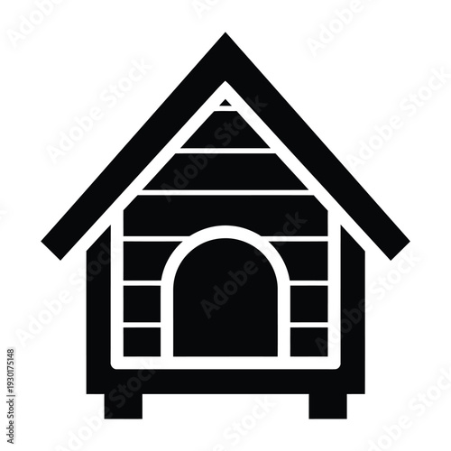 Black silhouette of a simple dog house animal shelter