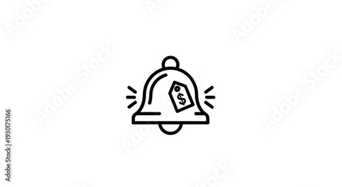 Bell Notification Icon with Price Tag, Alert for Sales and Promotions