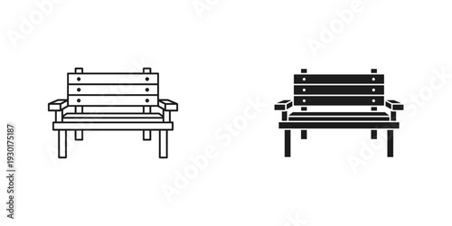 Modern minimalist wooden park bench design vector illustration isolated on white background outdoor seating