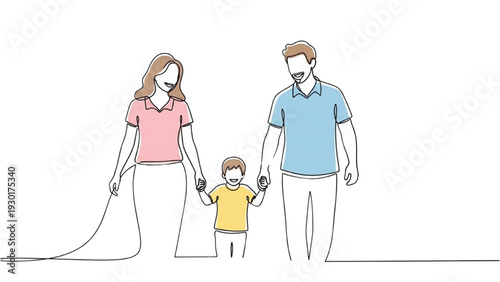 Family of three holding hands in a heartwarming moment together outdoors
