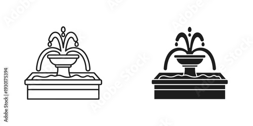 Black and white chess pieces king fountain icons isolated vector illustration design symbols strategy game