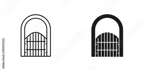 Black and white prison gate icon isolated on white background vector illustration security barrier jail entrance
