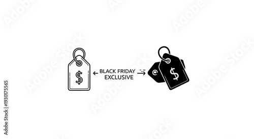 Black Friday Exclusive Sale Tags with Dollar Sign