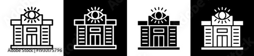 Optical Clinic Icon Set In Black And White Filled Style Collection 