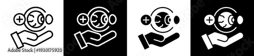 Cornea Treatment Icon Set In Black And White Filled Style Collection 