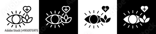 Ocular Therapy Icon Set In Black And White Filled Style Collection 