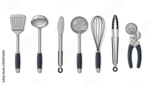 Kitchen utensils for cooking and food preparation