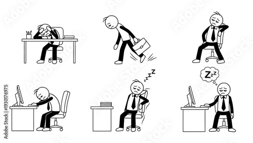 Tired businessman experiencing fatigue at work