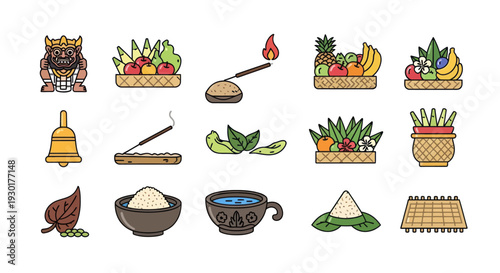 Assorted Asian Food Ingredients and Utensils.