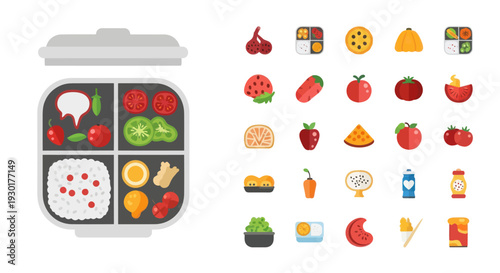 Assorted Fruits and Lunch Box.