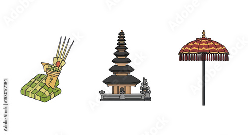 Balinese Cultural Symbols and Temple.